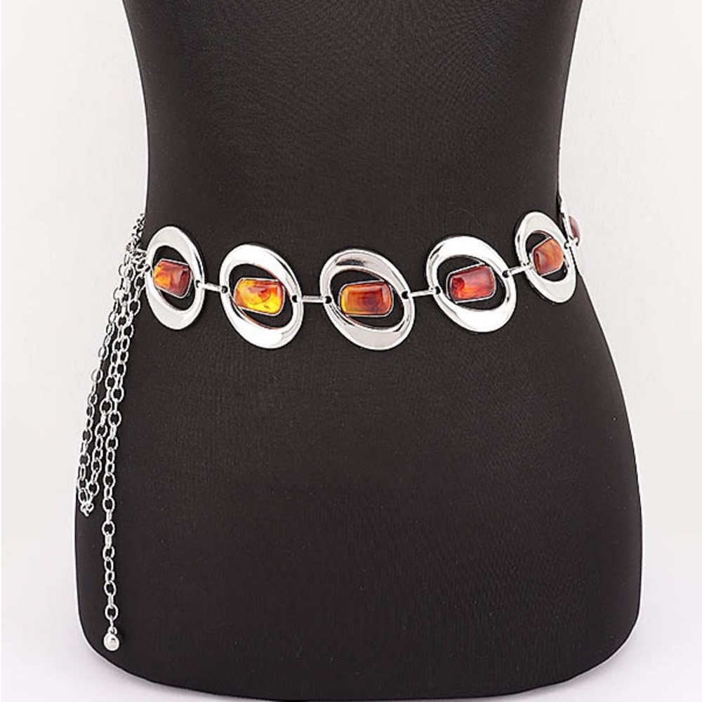 Chain Statement Belt with Amber Accents